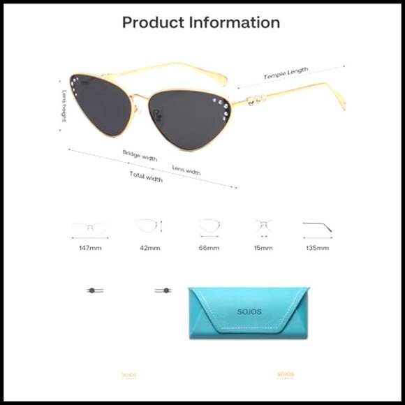 Retro Cateye Sunglasses with Rhinestone Accents UV400 Protection